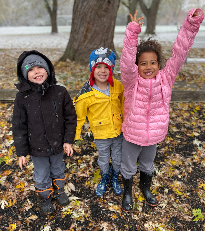 Young students outside